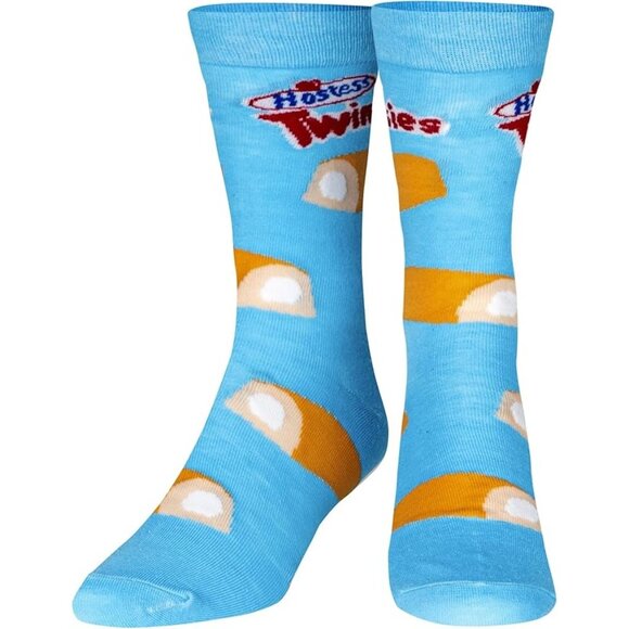 Hostess Twinkies Crew Socks Men's (6-12 Shoe Size) Light Blue, Yellow and Red - Picture 1 of 1